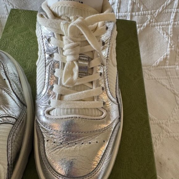GUCCI MAC80 SNEAKER WHITE SILVER SIZE 5B - Picture 8 of 9
